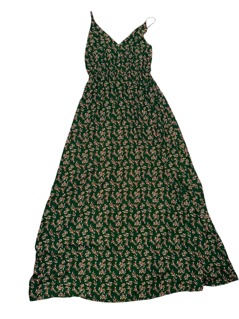 Chance Women's Green Floral Maxi Dress - Sleeveless V-Neck size large